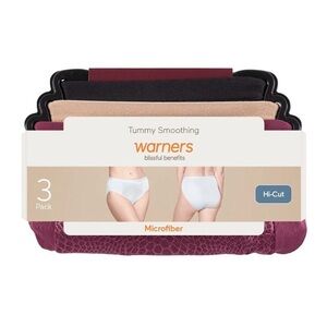 Women’s Warner's Hi-Cut Panties 3-Pack - Black, Tan, Burgundy